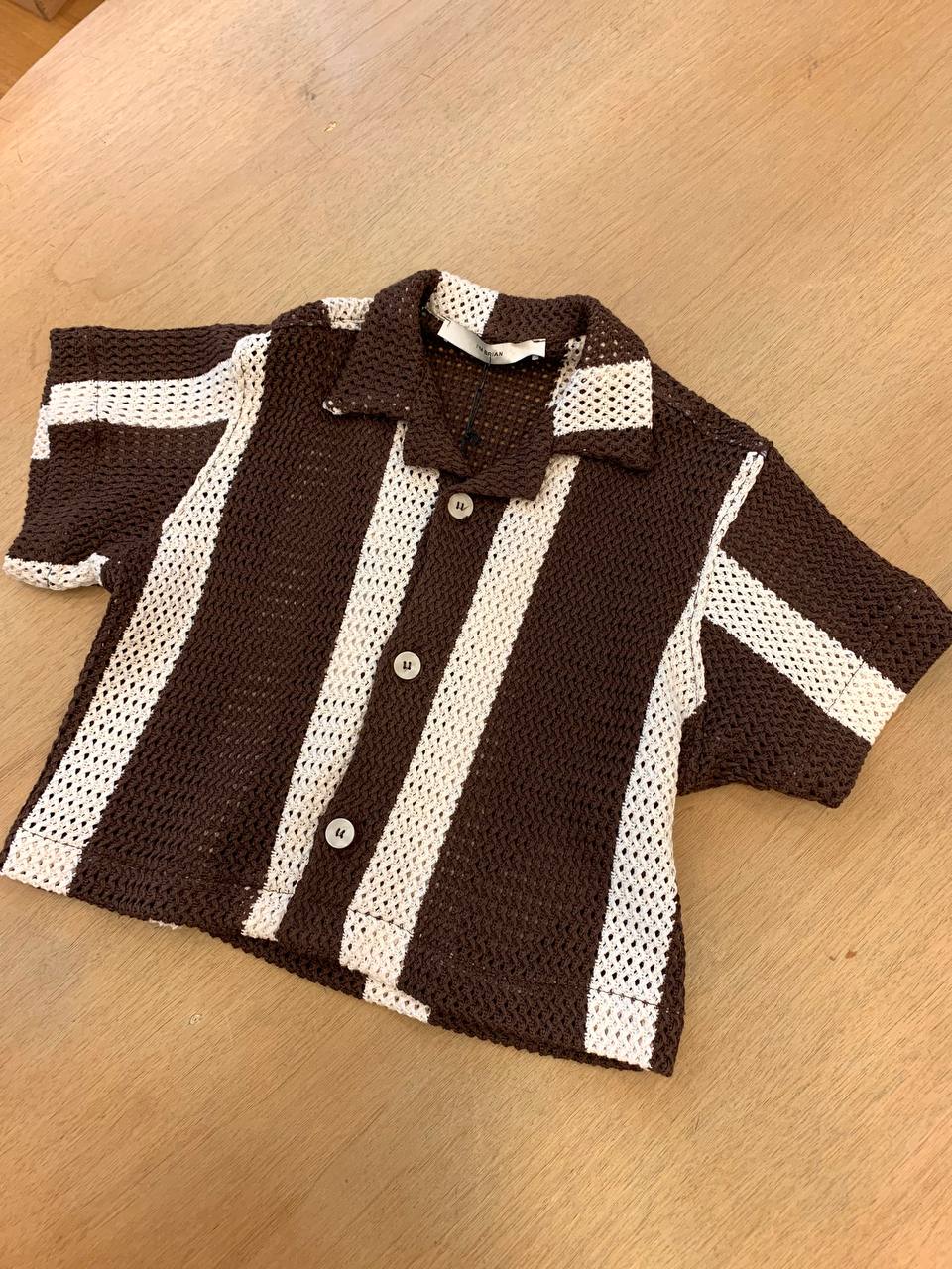 CAMICIA TRAFORATA MARRONE BEIGE I'M BRIAN