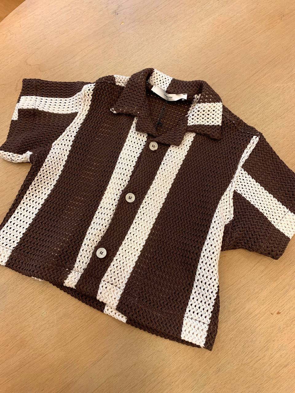 CAMICIA TRAFORATA MARRONE BEIGE I'M BRIAN