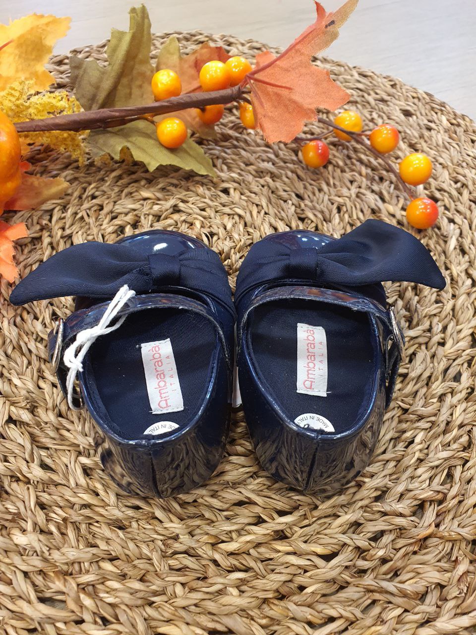 BAMBOLINA LUCIDA BLU CON FIOCCO IN RASO AMBARABA'