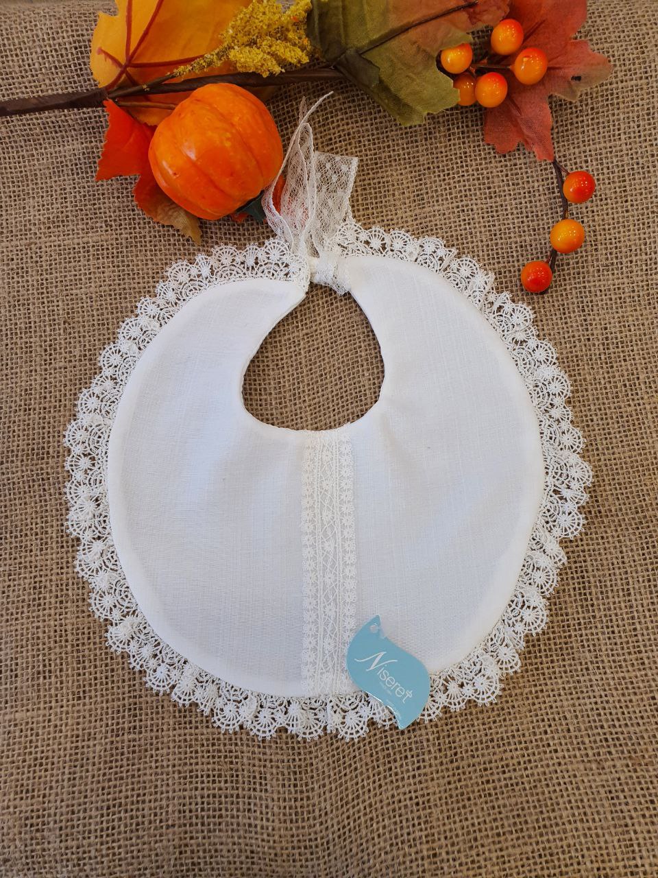 BAVETTA BATTESIMALE CON RICAMI IN FIORI