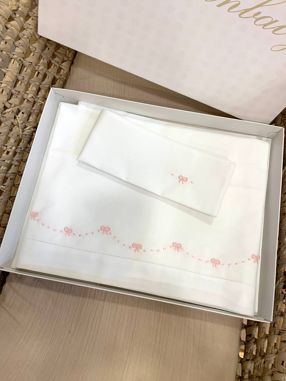 LENZUOLINO NIDO D'AMORE ARTIGIANBABY BIANCO-ROSA