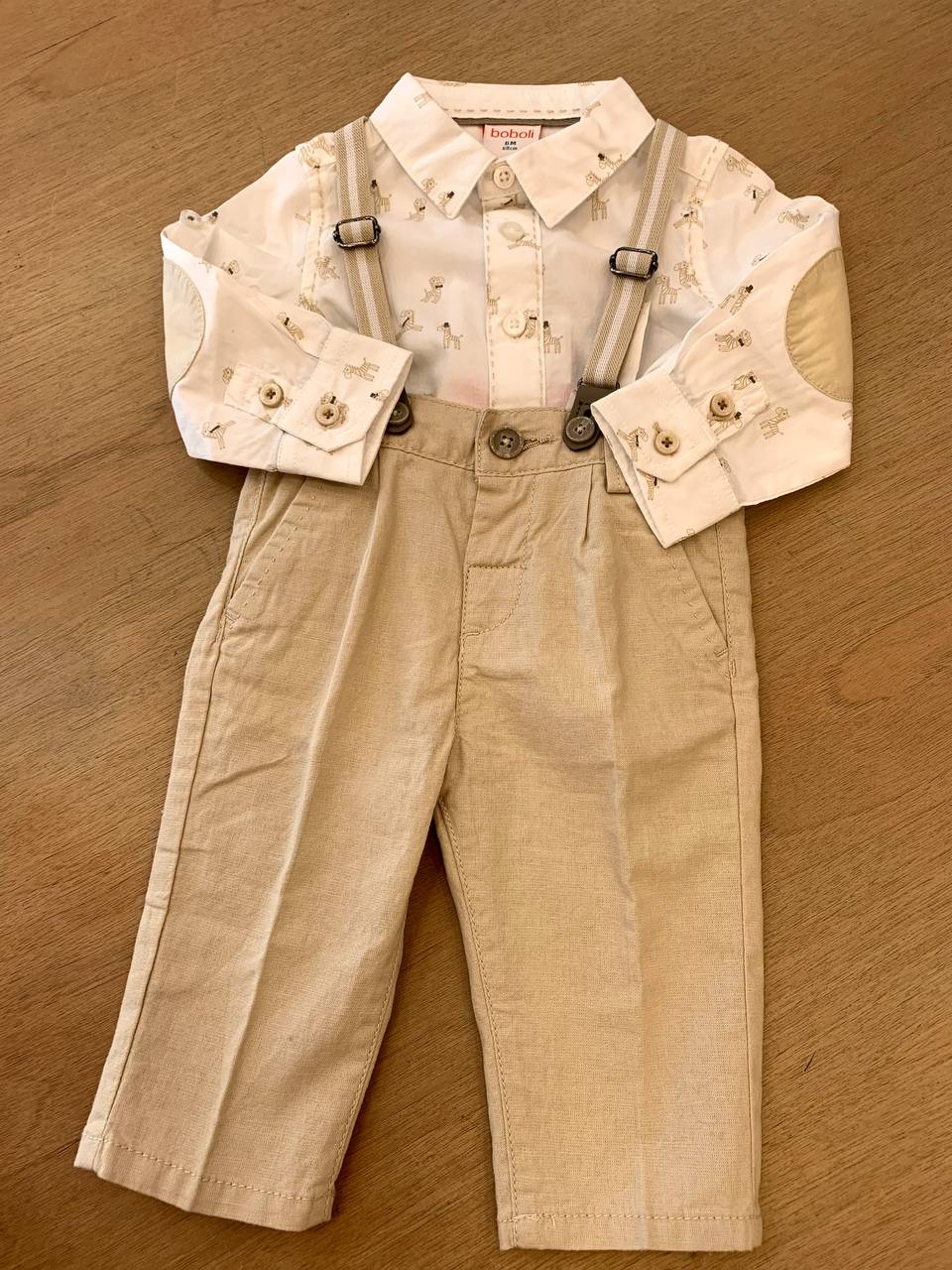 PANTALONE BEIGE BRETELLE BOBOLI