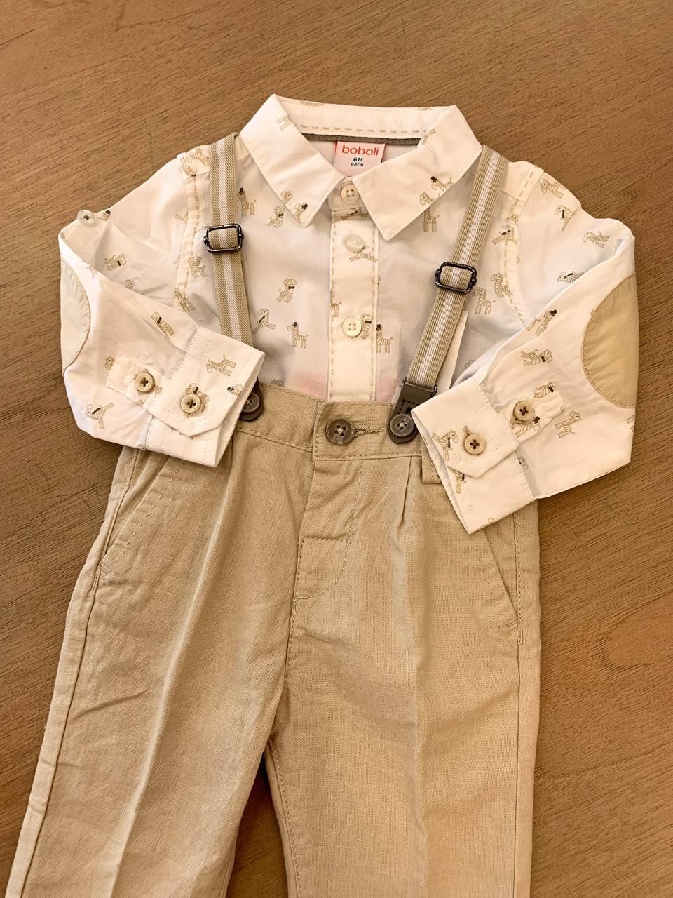 PANTALONE BEIGE BRETELLE BOBOLI