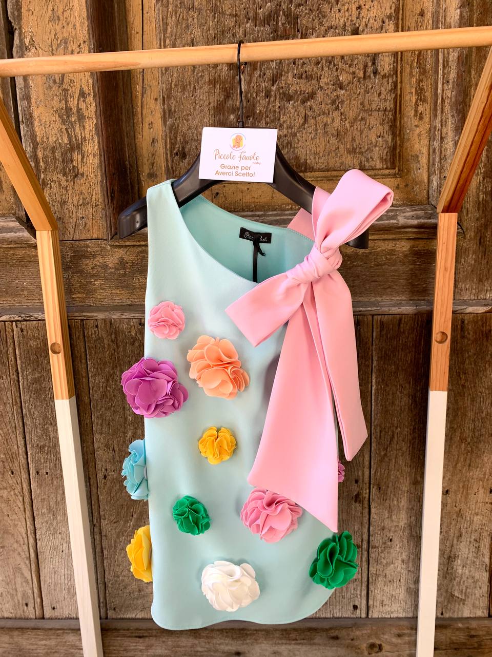 VESTITO PEONIE VERDE ACQUA PETIT POSH