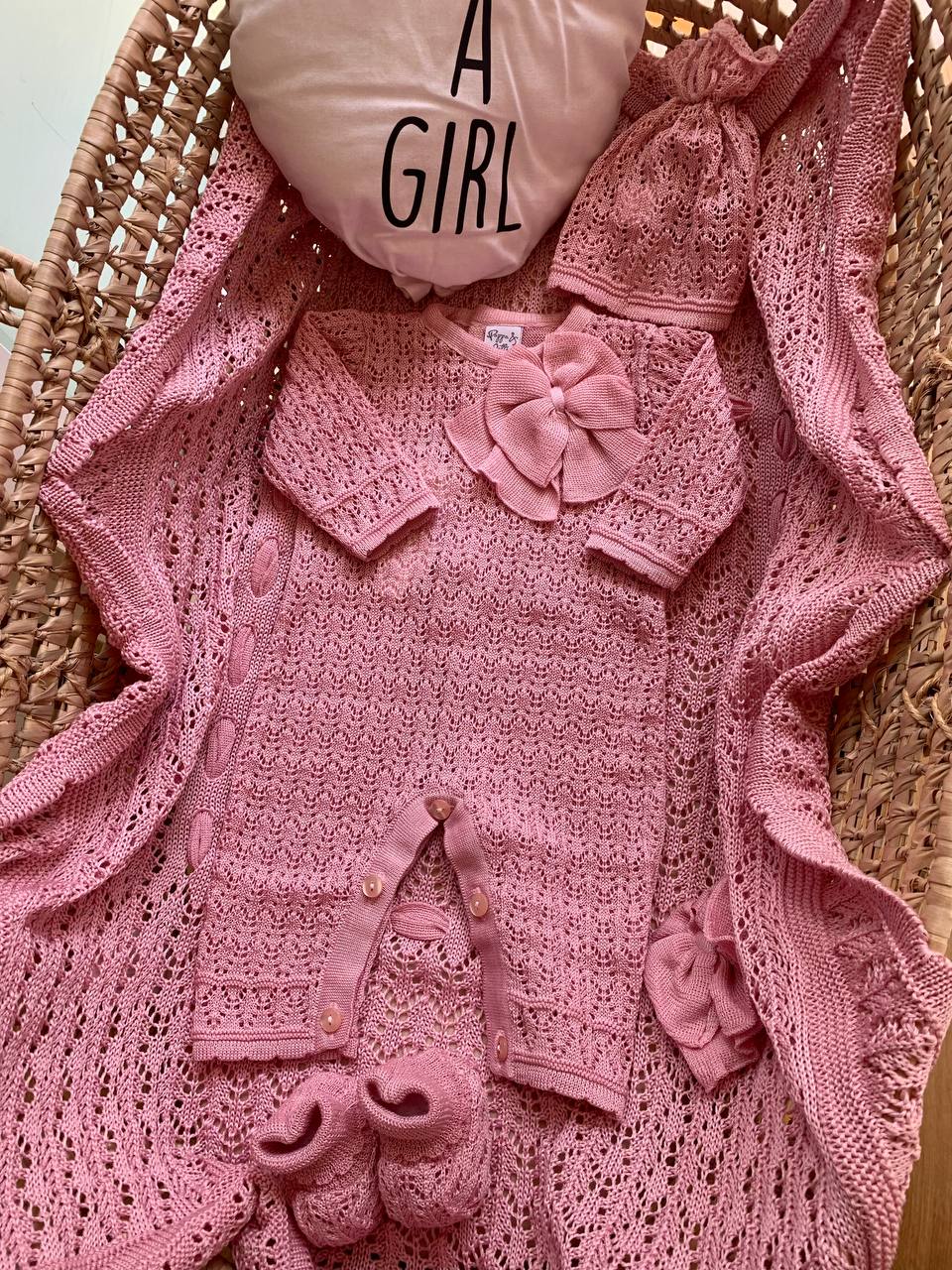 COORDINATO IN FILO ROSA PAPPA E LATTE