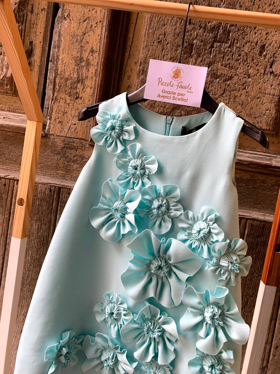 VESTITO FIORI VERDE ACQUA FUN FUN