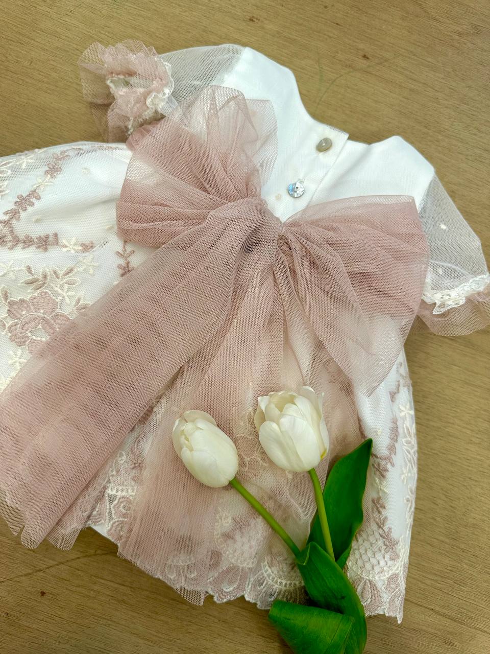 ABITO BATTESIMALE BIANCO E ROSA CUA-CUAK