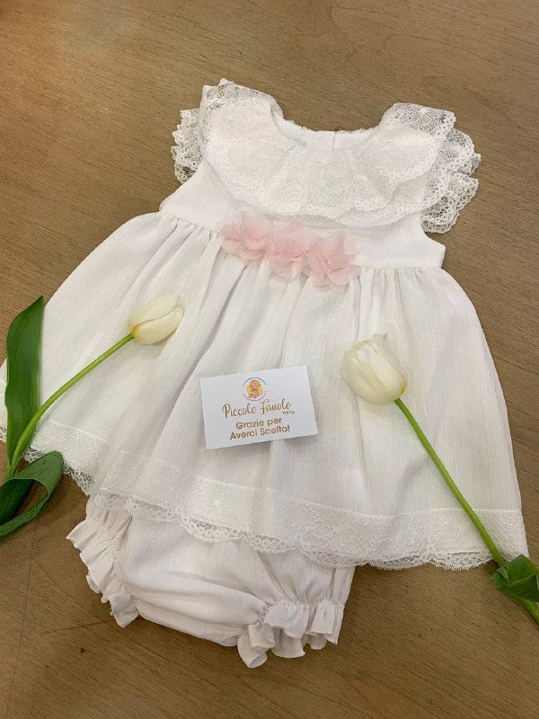 ABITO BATTESIMALE BIANCO E ROSA GRANLEI