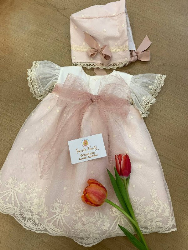 ABITO BATTESIMALE BIANCO E ROSA