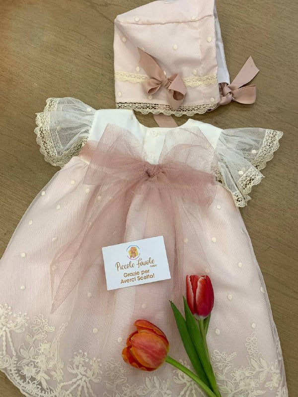 ABITO BATTESIMALE BIANCO E ROSA