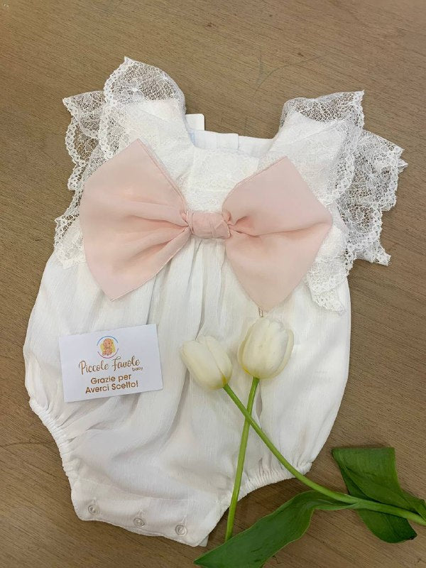 PAGLIACCETTO BATTESIMALE CON FIOCCO ROSA GRANLEI