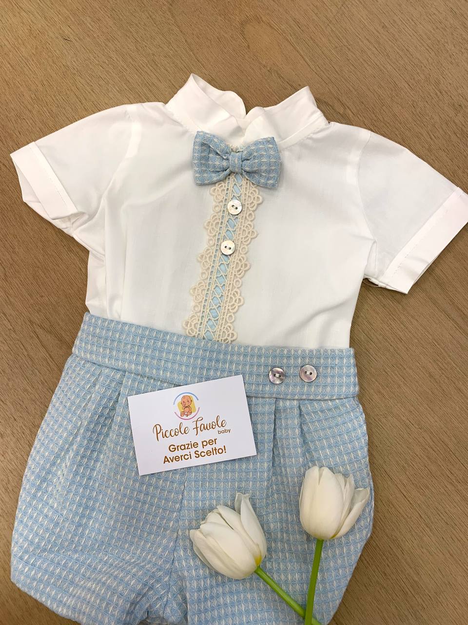 ABITO BATTESIMALE BIANCO E AZZURRO