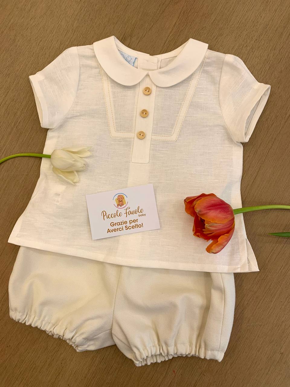 COMPLETO CERIMONIA BIANCO E BEIGE GRANLEI