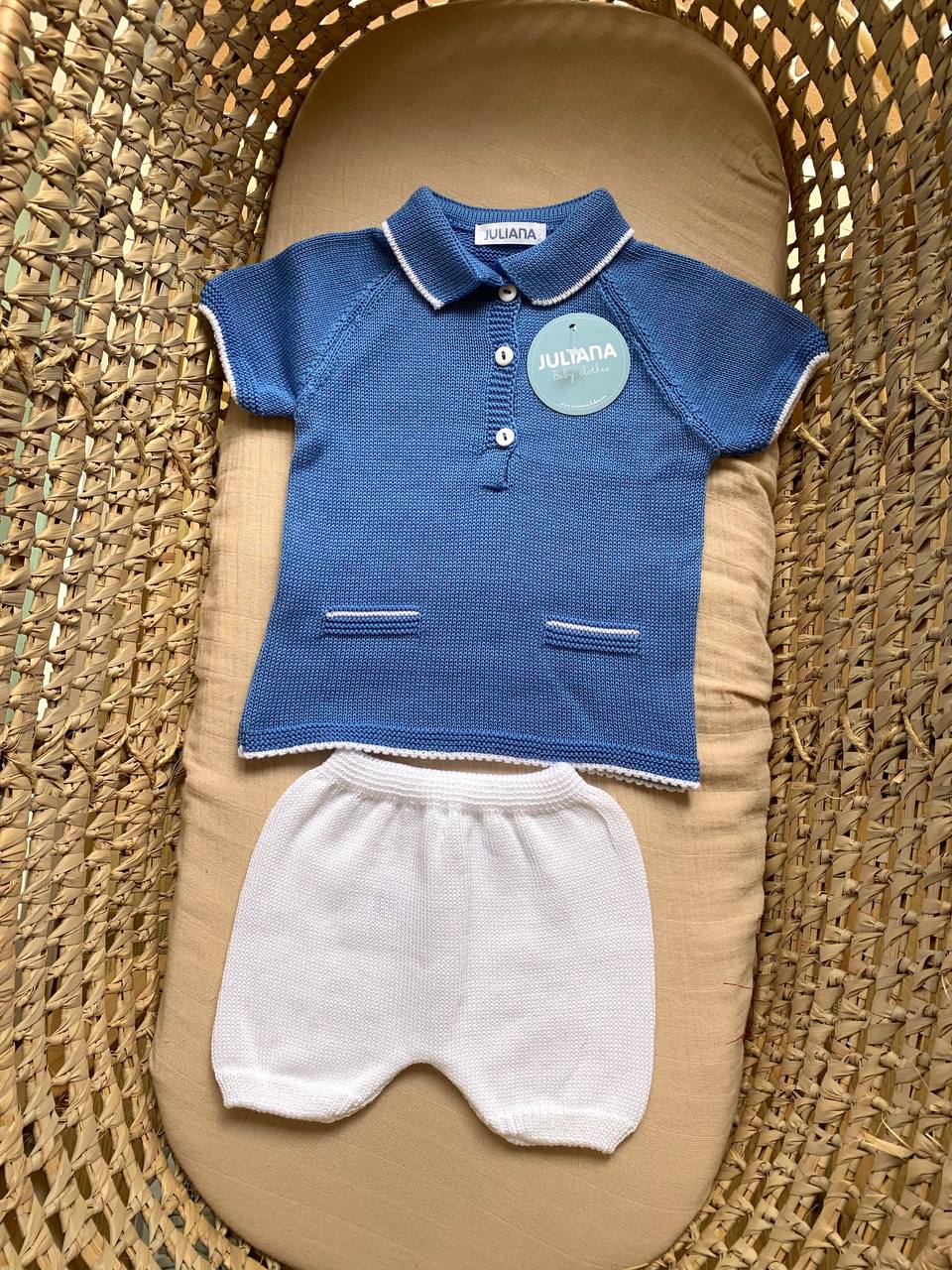 COMPLETO IN FILO BLU E BIANCO JULIANA