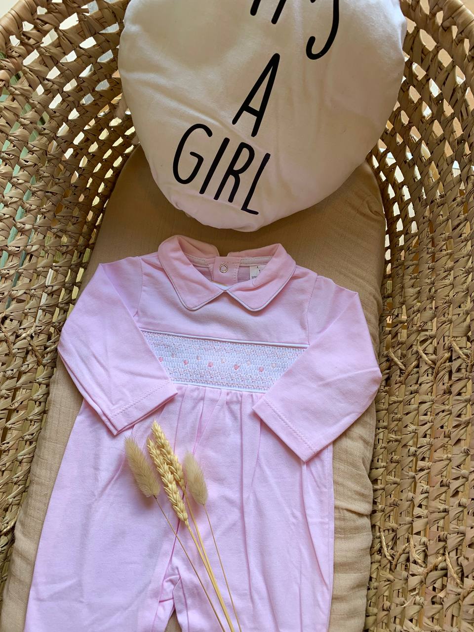 TUTINA ROSA IN COTONE PUNTO SMOCK BABY FASHION