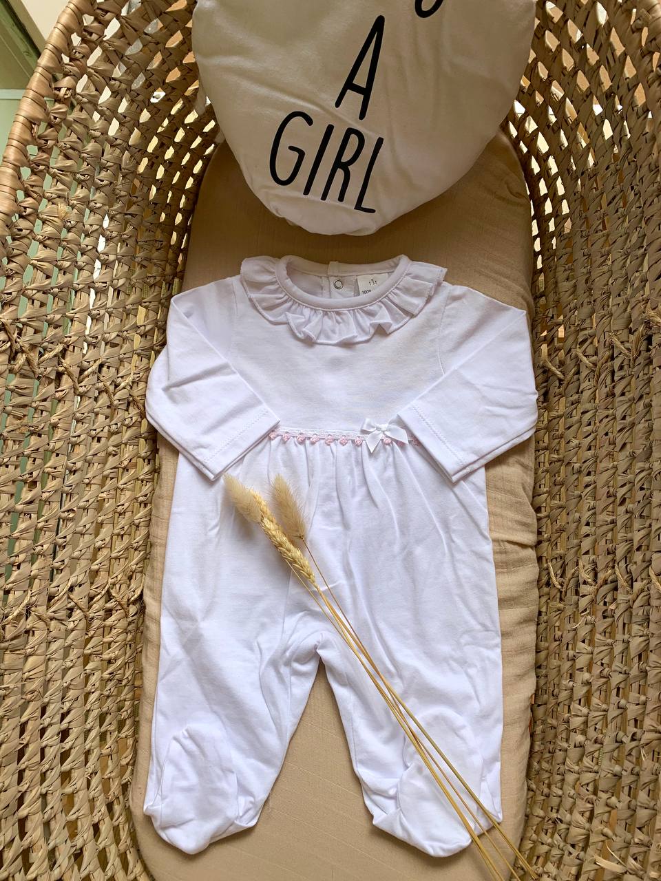 TUTINA BIANCA CON COLLETTO ROUGE BABY FASHION