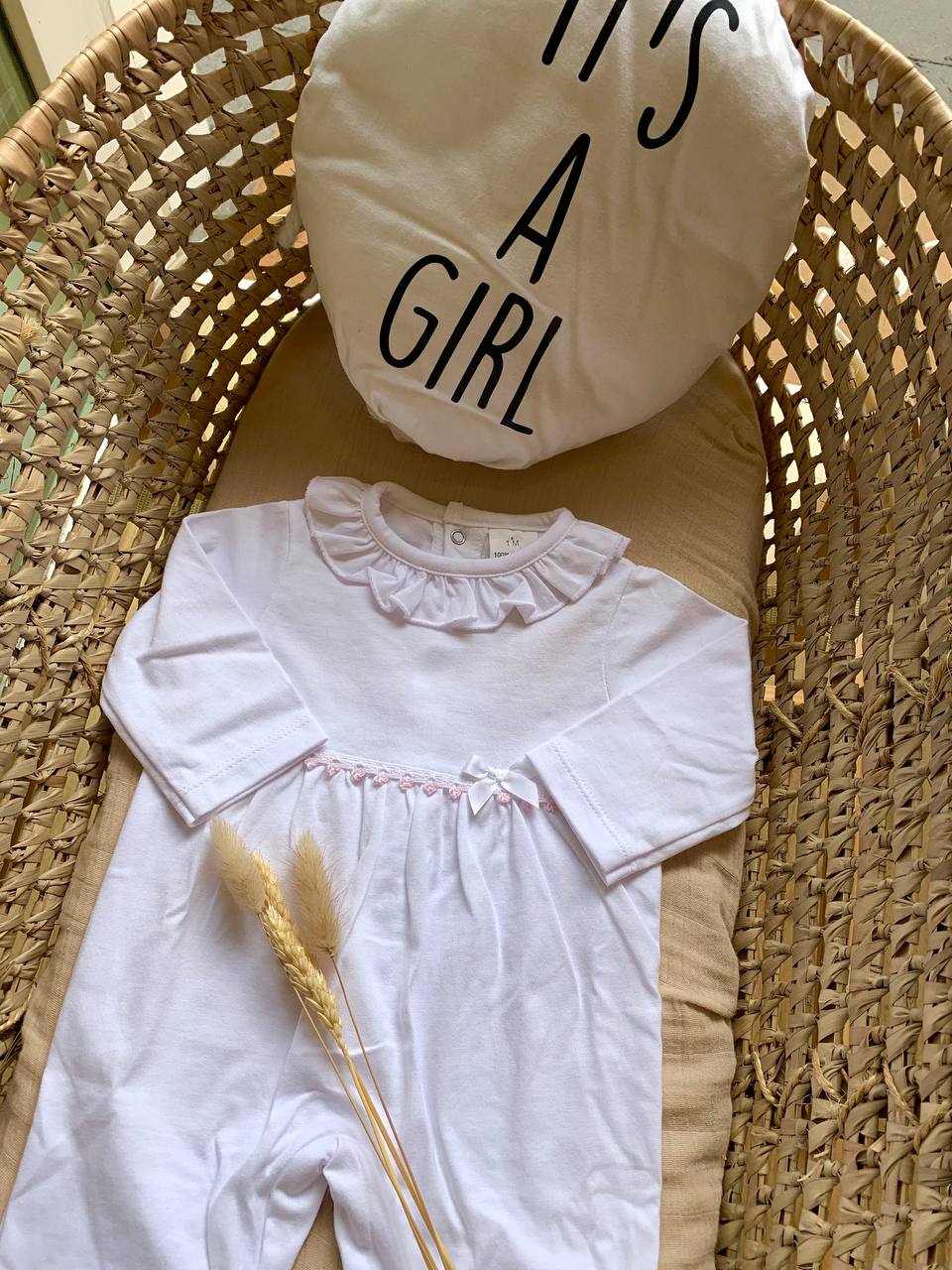 TUTINA BIANCA CON COLLETTO ROUGE BABY FASHION