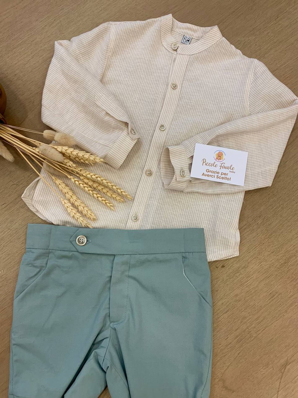 COMPLETO CAMICIA E BERMUDA GEMINIS VERDE MARTA Y PAULA