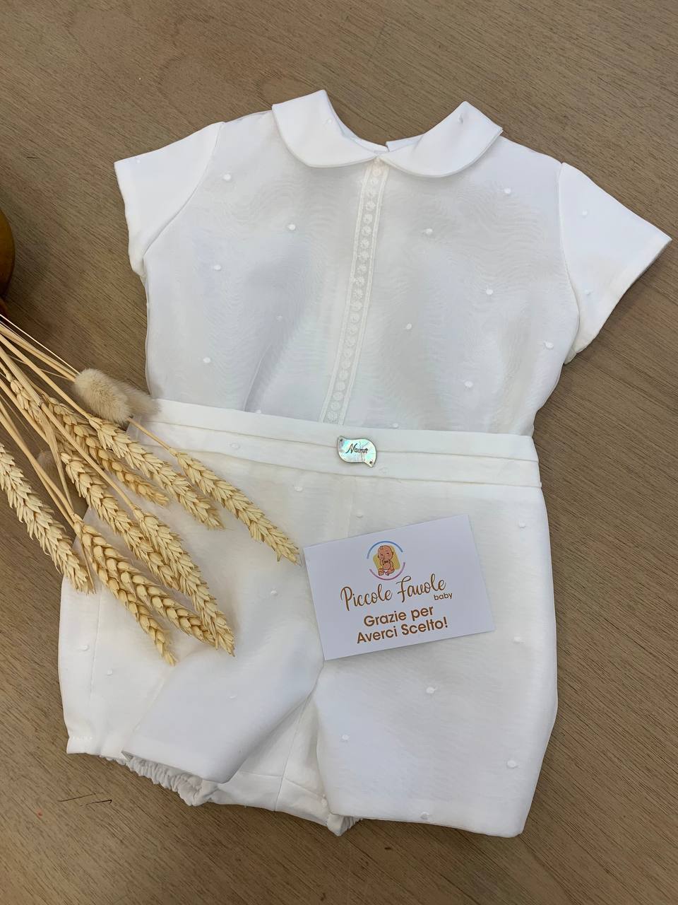 ABITO BATTESIMALE BIANCO POIS NISERET