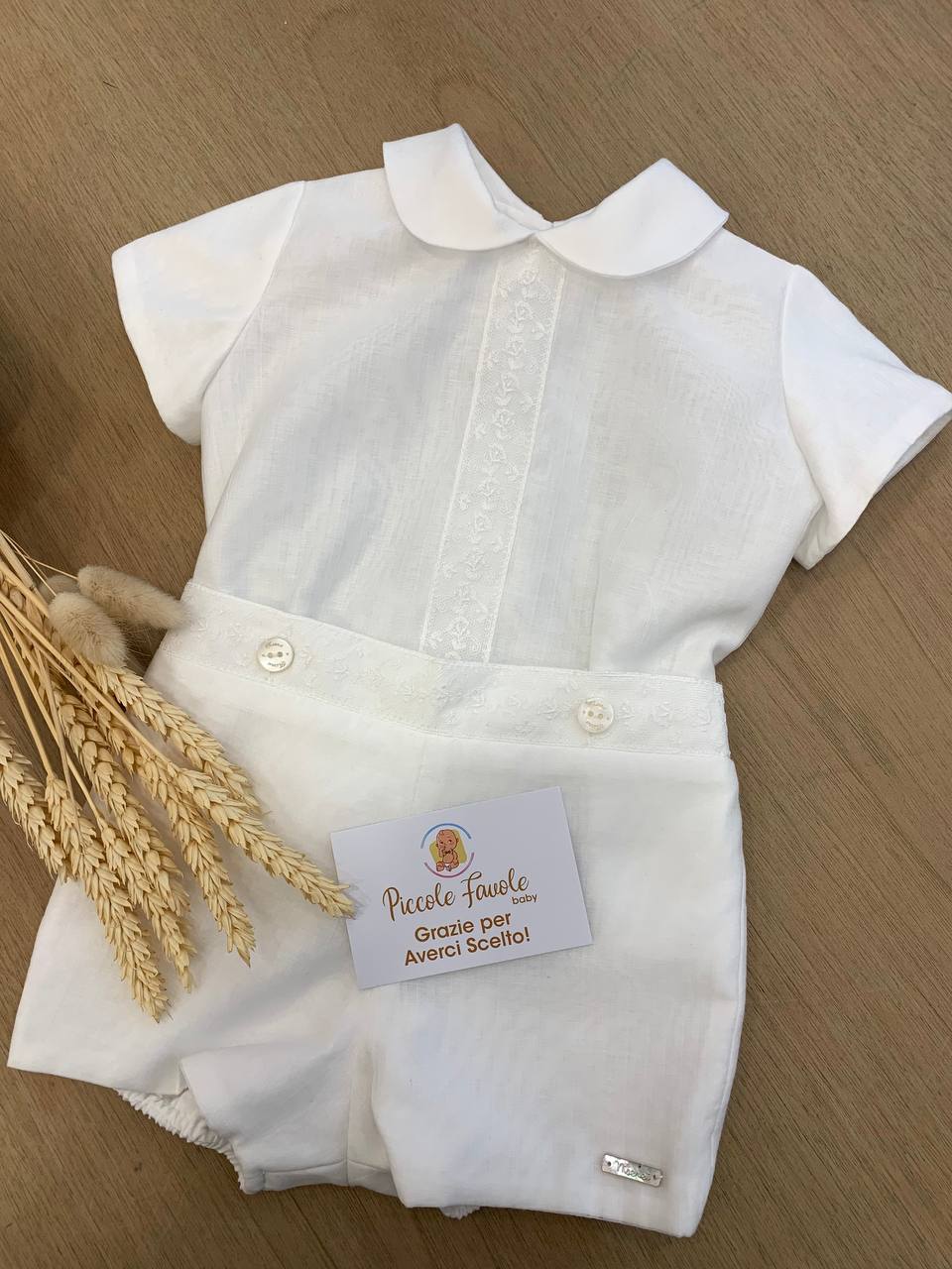 ABITO BATTESIMALE BIANCO CON FIORELLINI NISERET