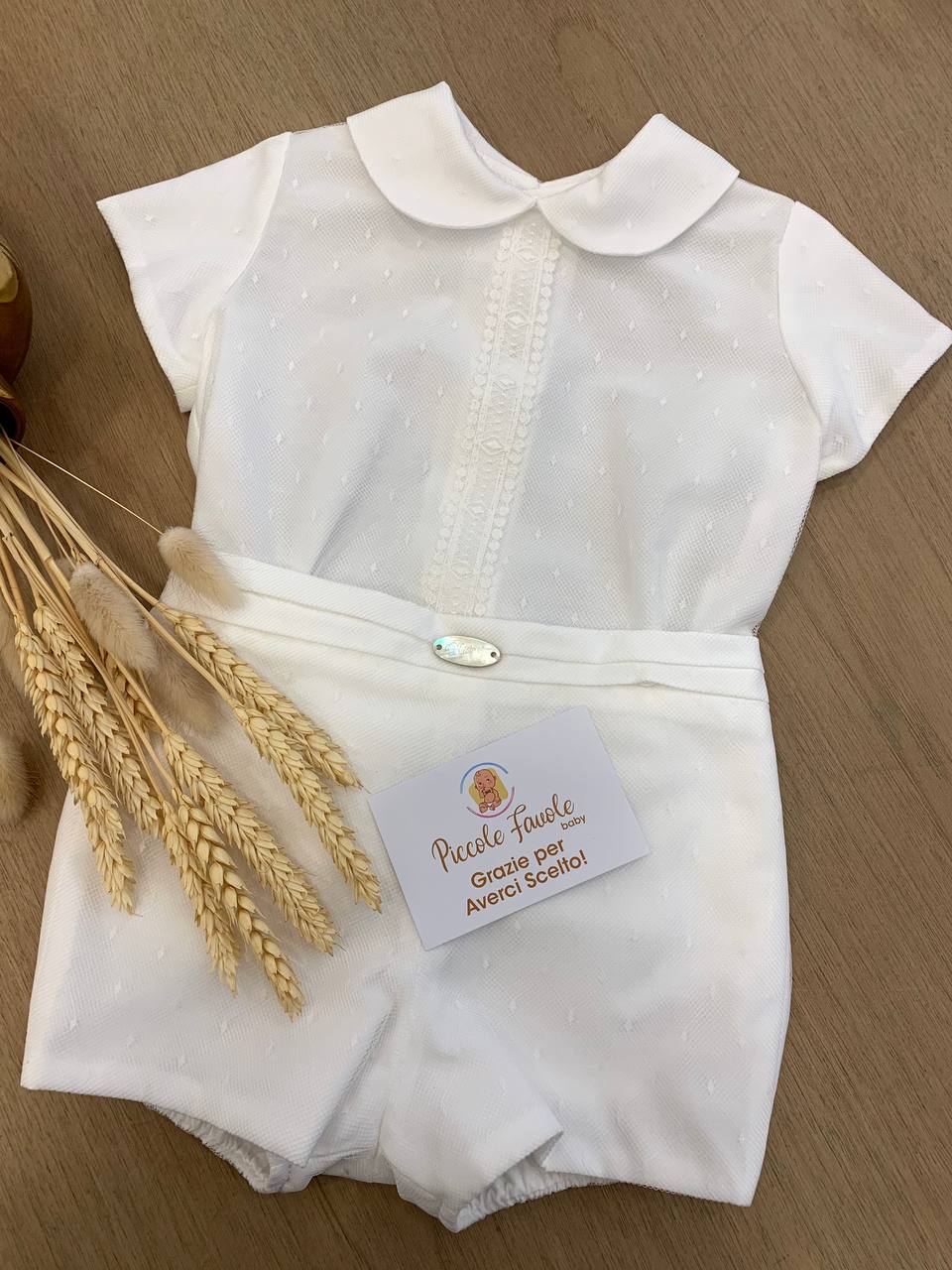 ABITO BATTESIMALE BIANCO CON ROMBI NISERET