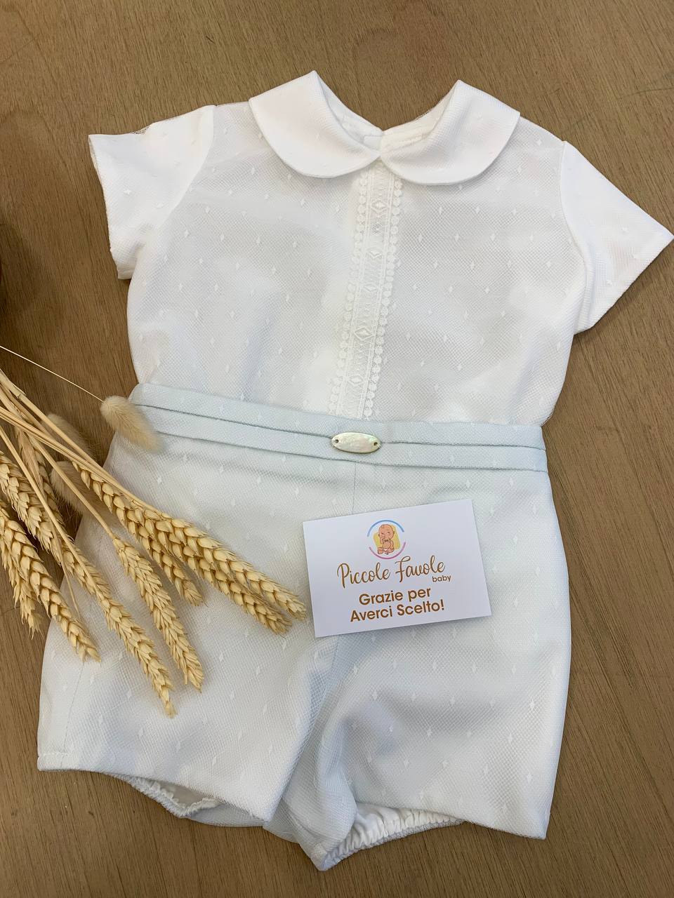 ABITO BATTESIMALE VERDE POLVERE CON ROMBI NISERET