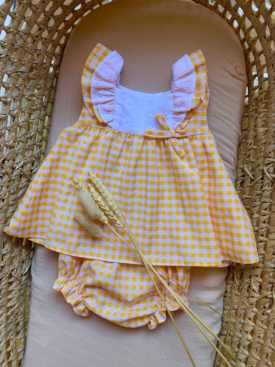 PAGLIACCETTO E CULOTTE QUADRETTI GIALLO DEL SUR