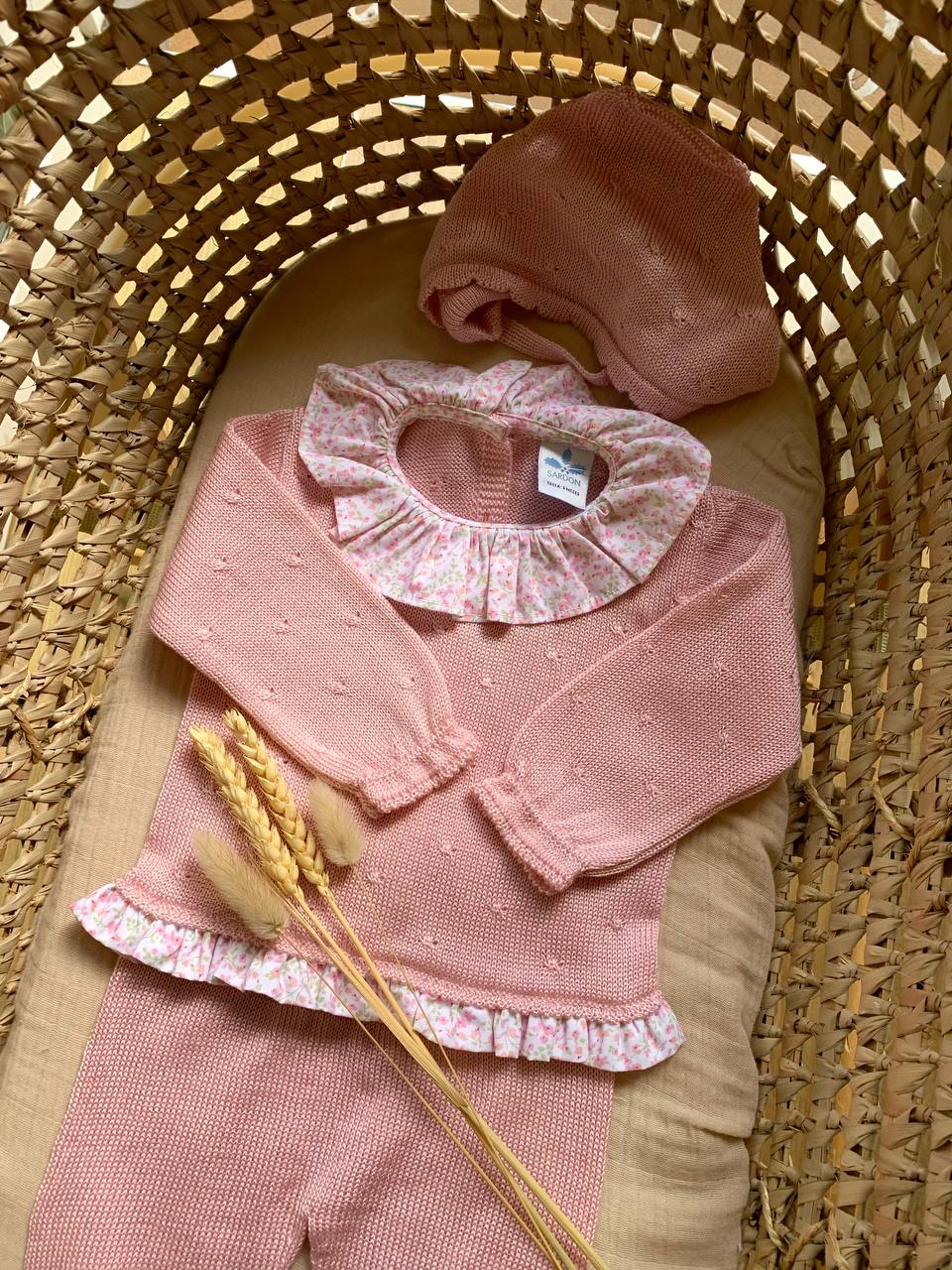 TUTINA SPEZZATA IN FILO ROSA CON FIORELLINI SARDON