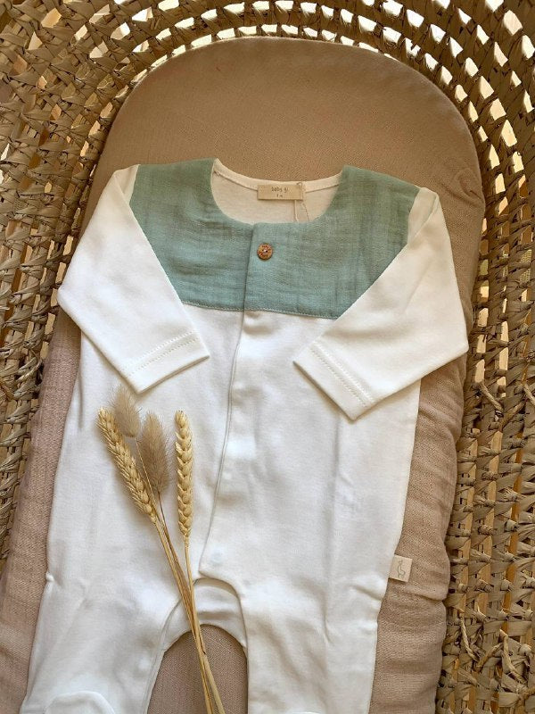 TUTINA IN COTONE VERDE E BIANCA BABY GI