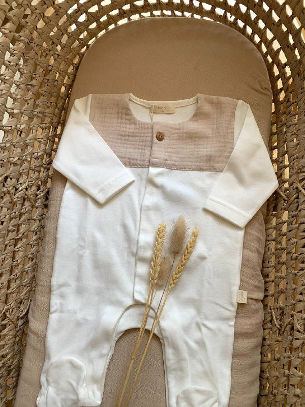 TUTINA IN COTONE BIANCA E BEIGE BABY GI