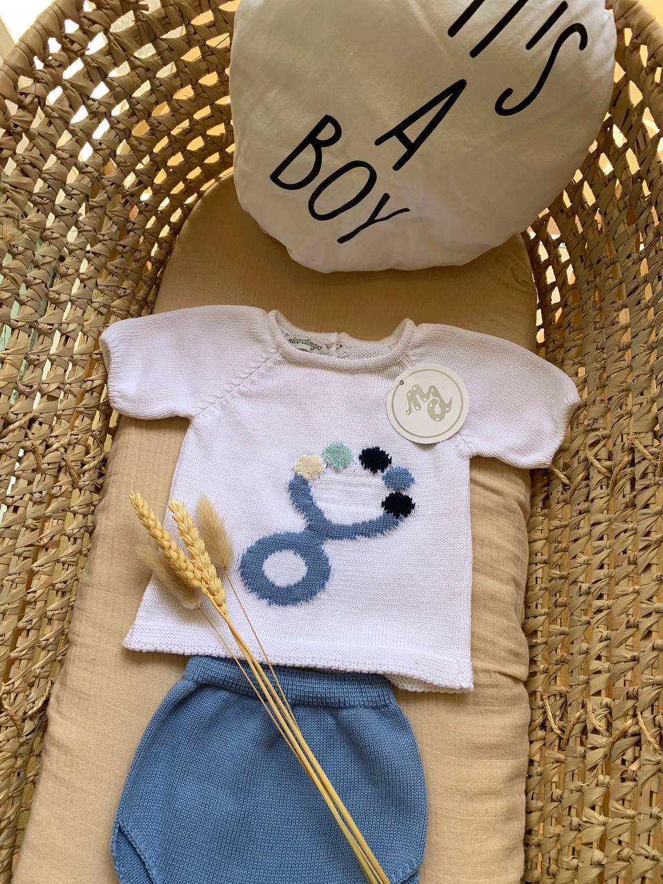 PAGLIACCETTO IN FILO CELESTE CON SONAGLINO NICO DINGO