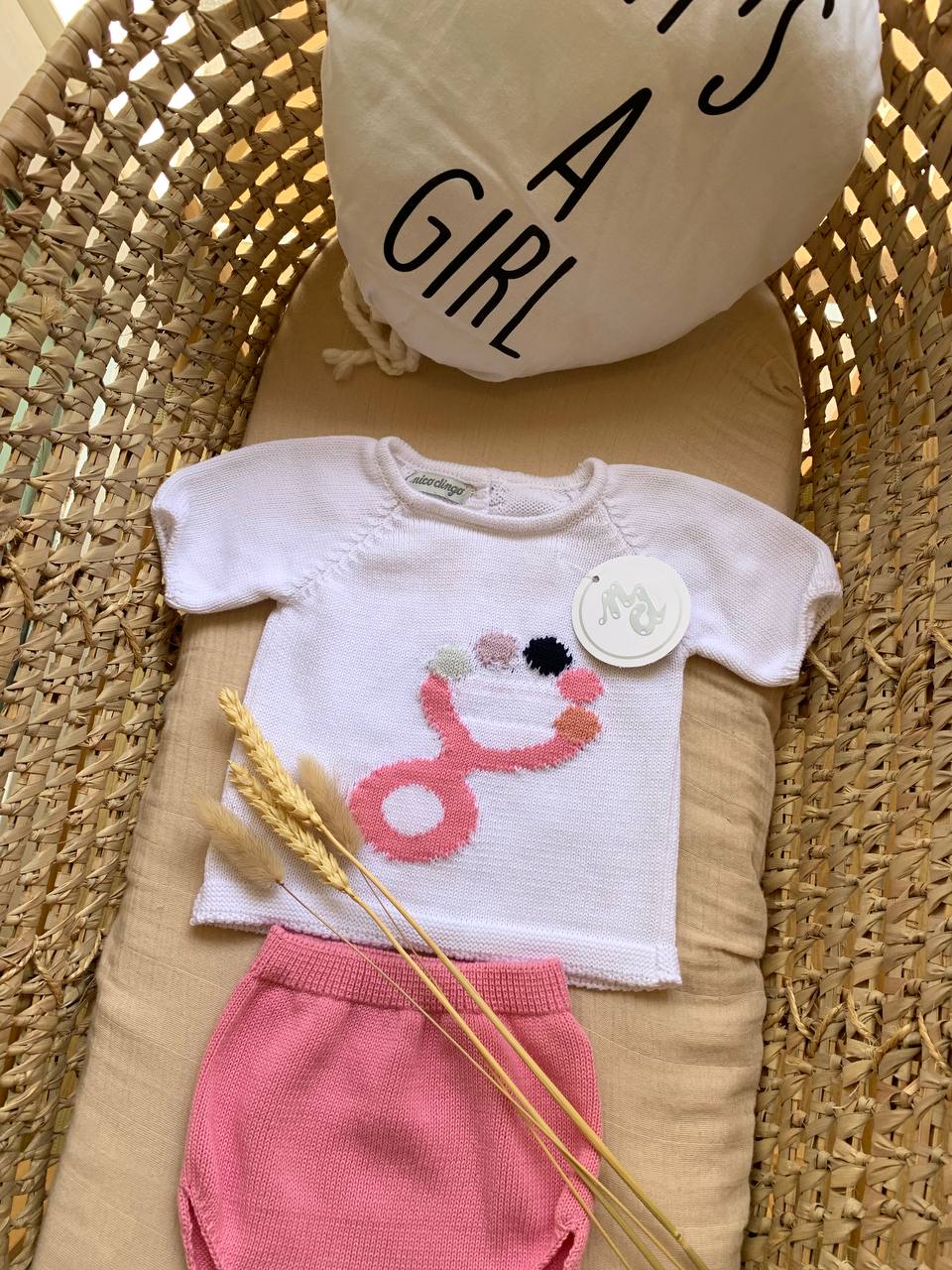 PAGLIACCETTO IN FILO ROSA CON SONAGLINO NICO DINGO