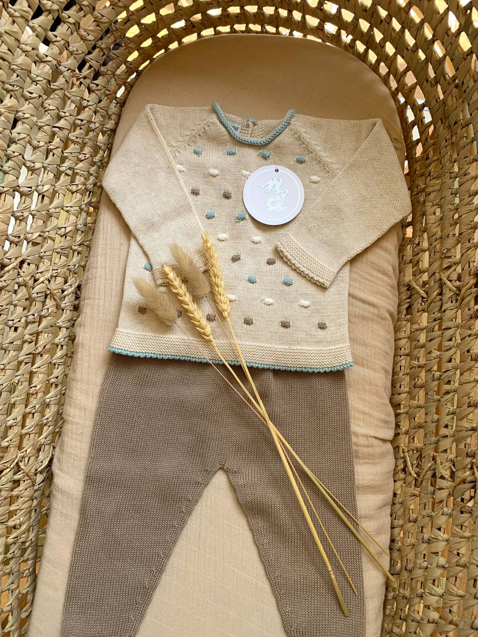 TUTINA SPEZZATA IN FILO CON POIS BEIGE E TURCHESI NICO DINGO