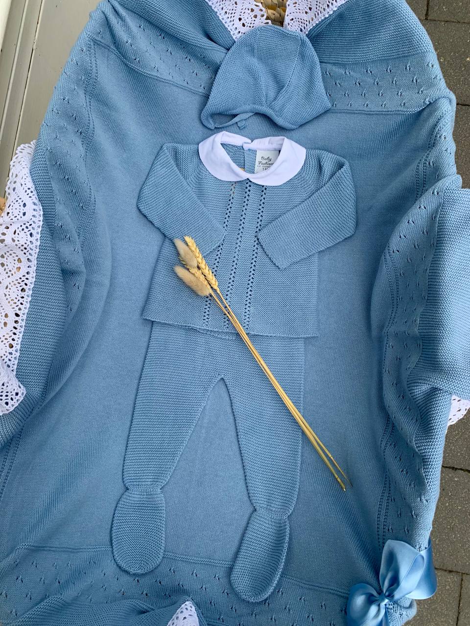 COORDINATO IN FILO CELESTE BABY FASHION