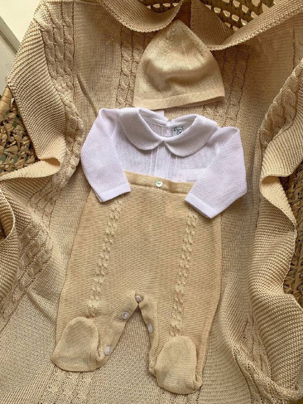 COORDINATO IN FILO BEIGE PAPPA E LATTE