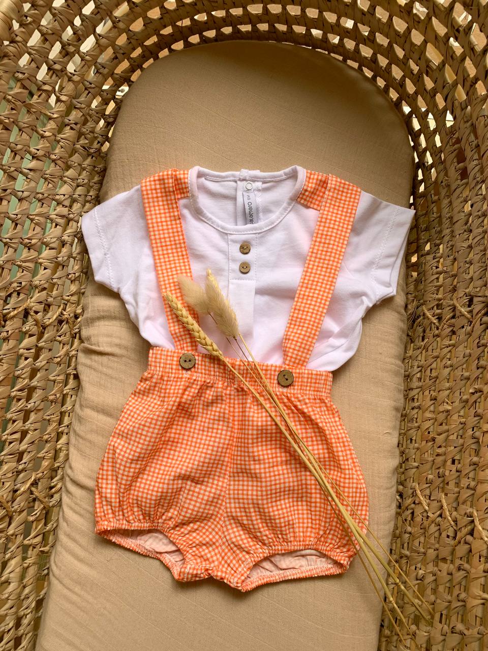 SALOPETTE SCACCHI ARANCIONE CALAMARO