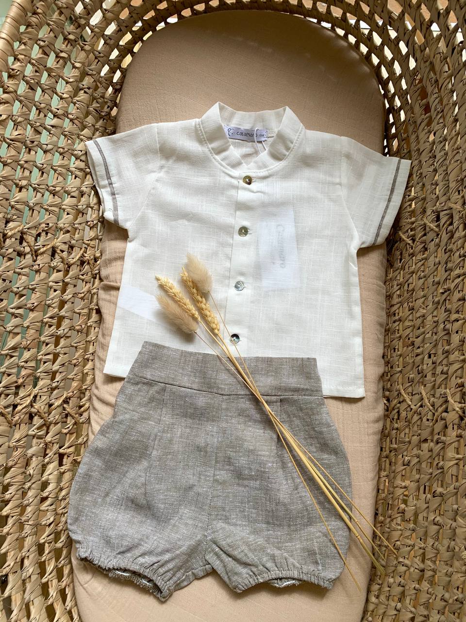 COMPLETO CAMICIA E SHORTS VERDE CALAMARO