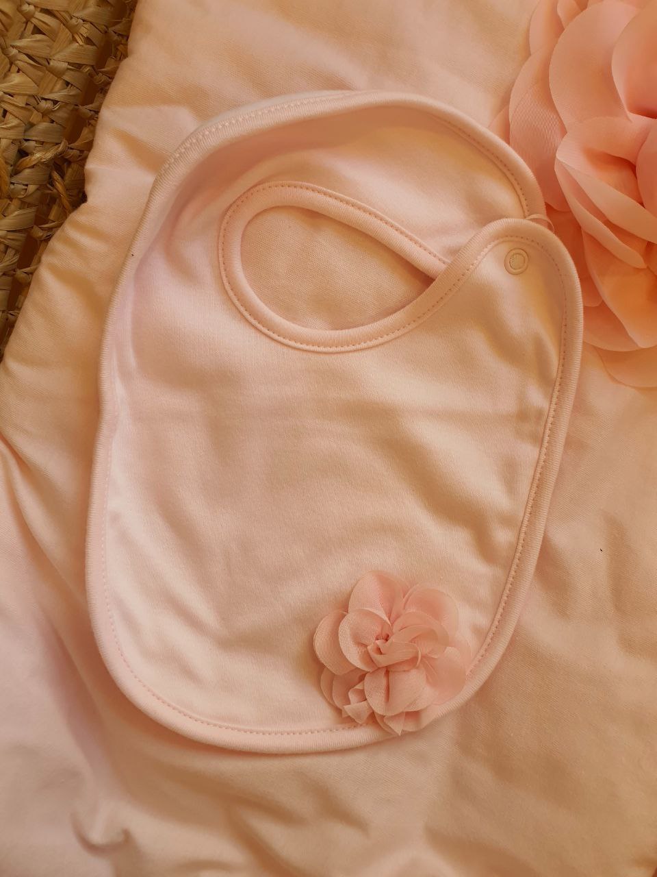 COORDINATO NASCITA ROSA CON FIORI IN RILIEVO FIRST BABY