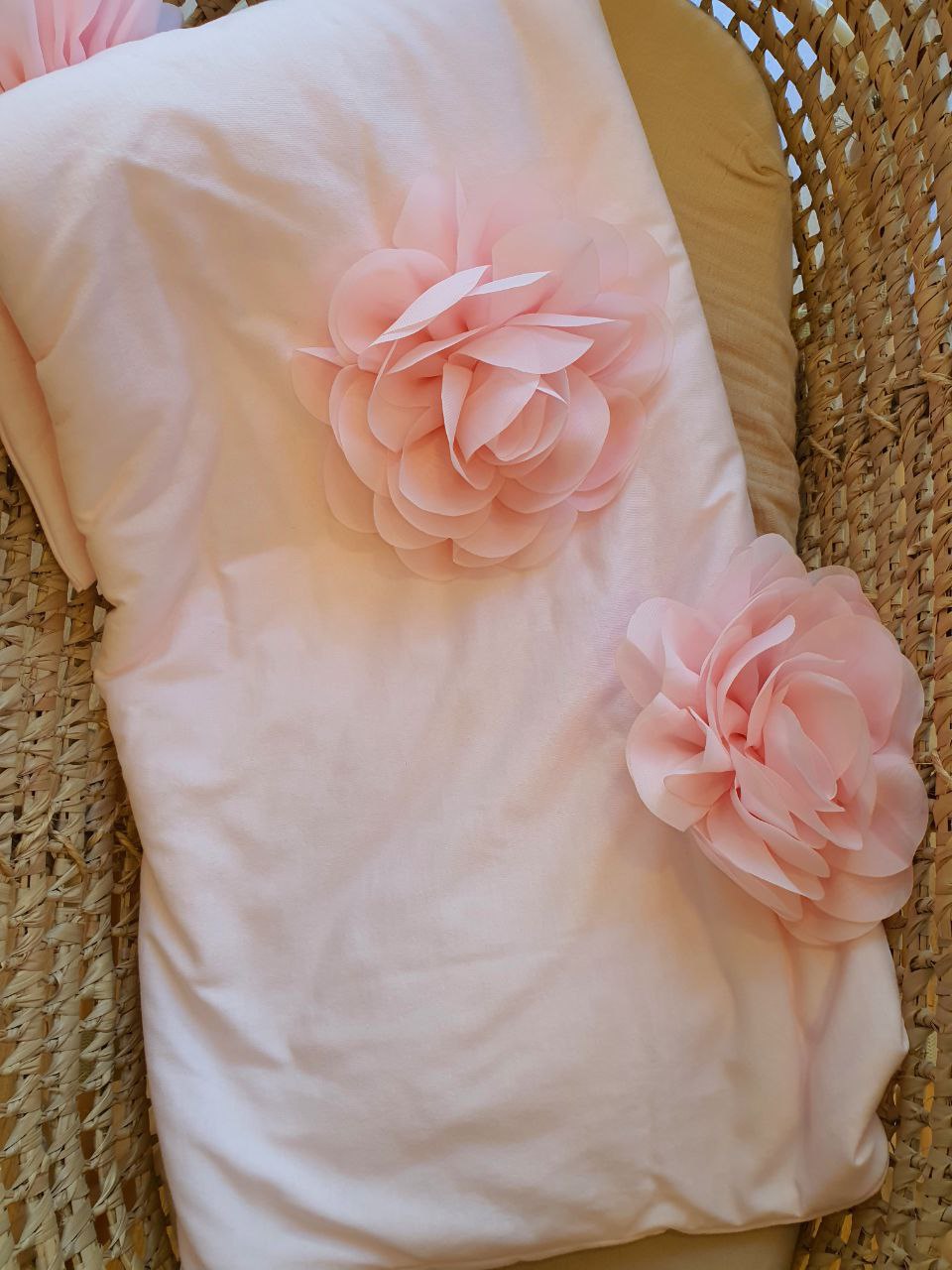COORDINATO NASCITA ROSA CON FIORI IN RILIEVO FIRST BABY