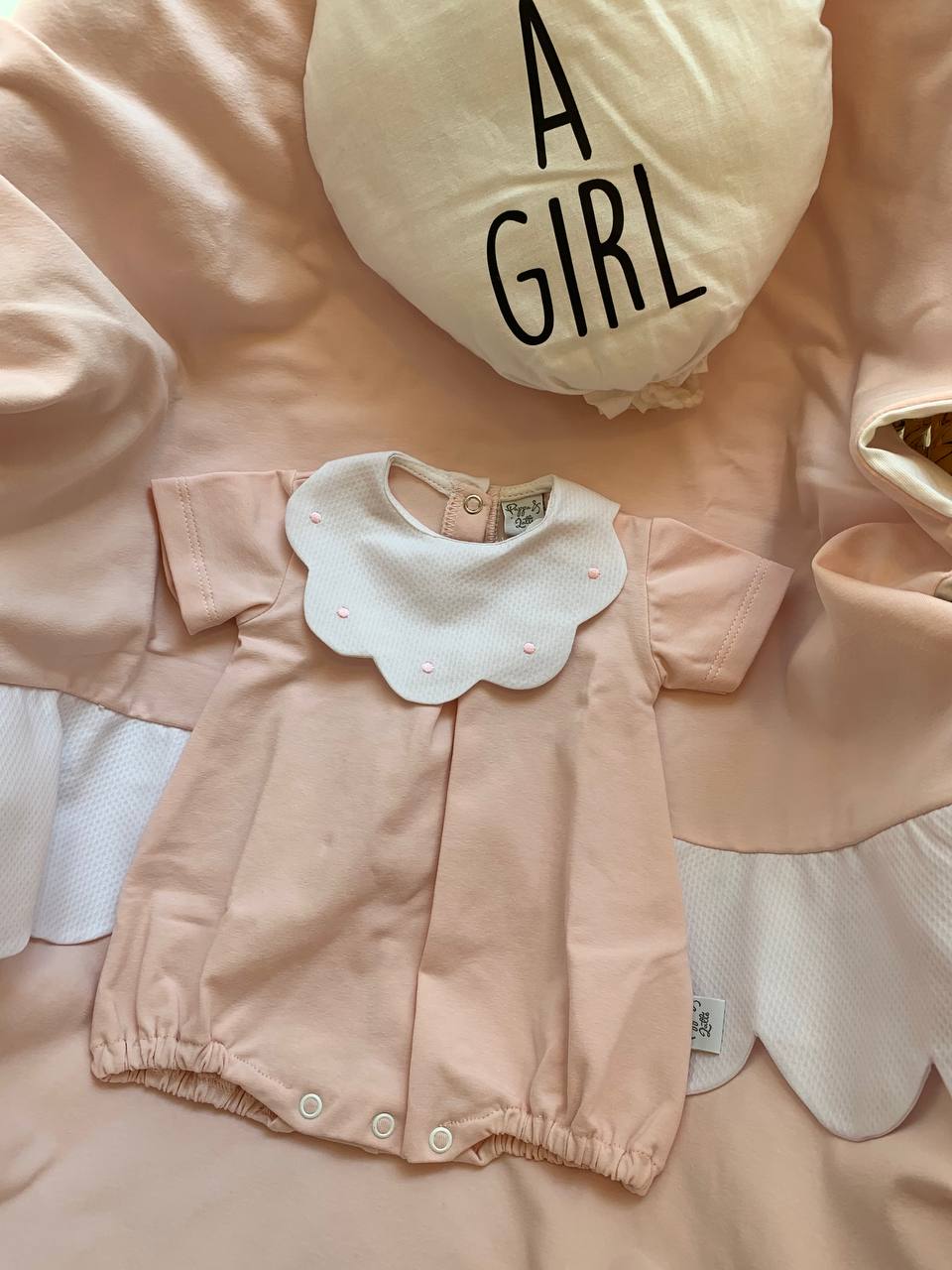 PAGLIACCETTO IN COTONE ROSA BAVERO NUVOLA PAPPA E LATTE