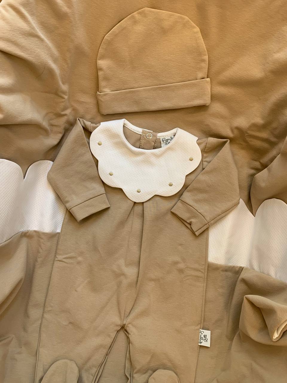 COORDINATO IN COTONE BEIGE BAVERO NUVOLA PAPPA E LATTE