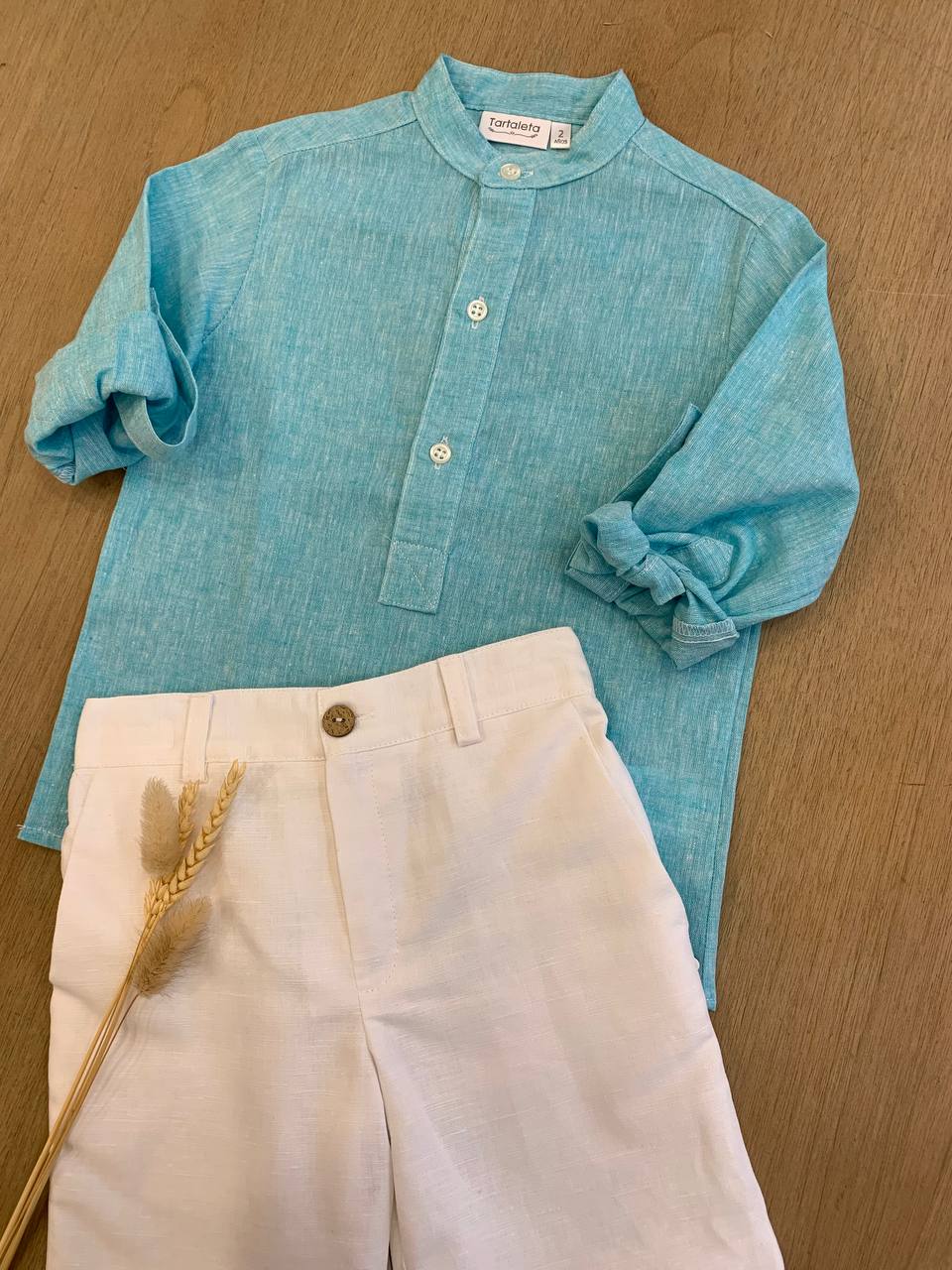 CAMICIA IN LINO VERDE TIFFANY TARTALETA