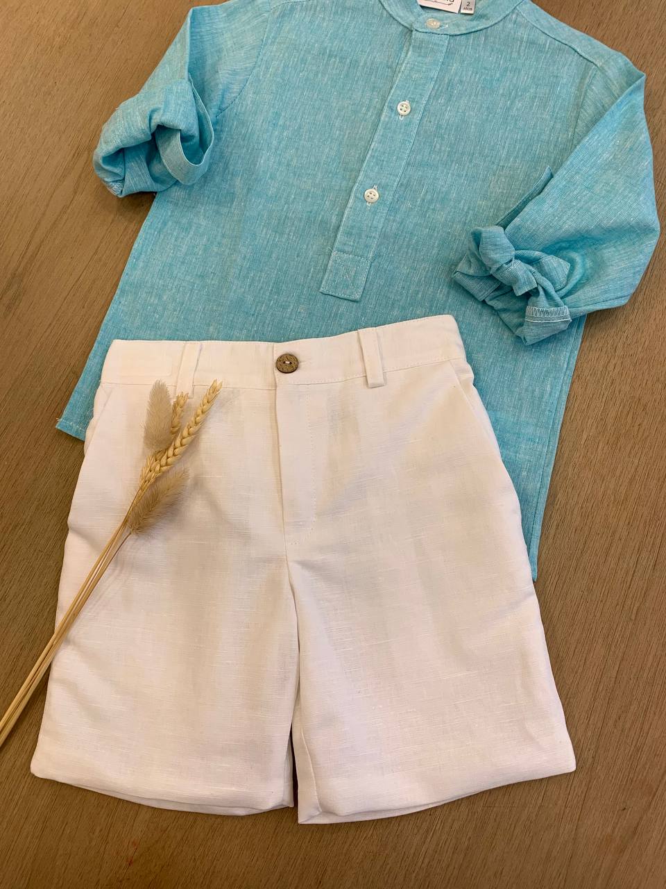 BERMUDA IN LINO BIANCO TARTALETA