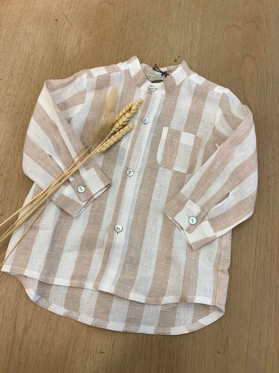CAMICIA IN LINO A RIGHE BEIGE JO MILANO