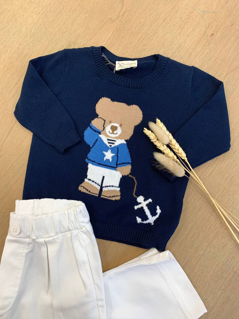 MAGLIONCINO BLU IN FILO ORSO MARINAIO JO MILANO