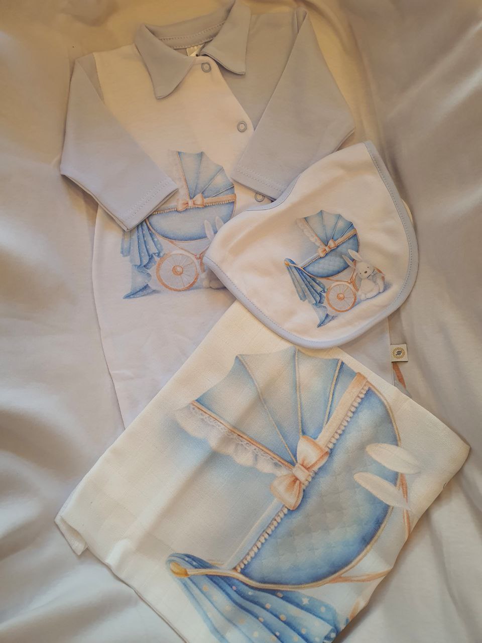 COORDINATO NASCITA AZZURRO CARROZZINA COPERTA LEGGERA FIRST BABY