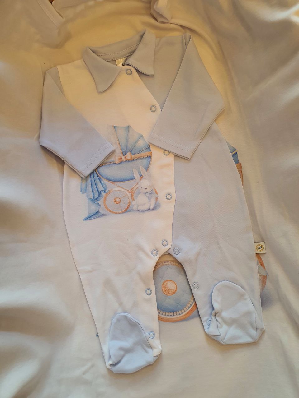 COORDINATO NASCITA AZZURRO CARROZZINA COPERTA LEGGERA FIRST BABY