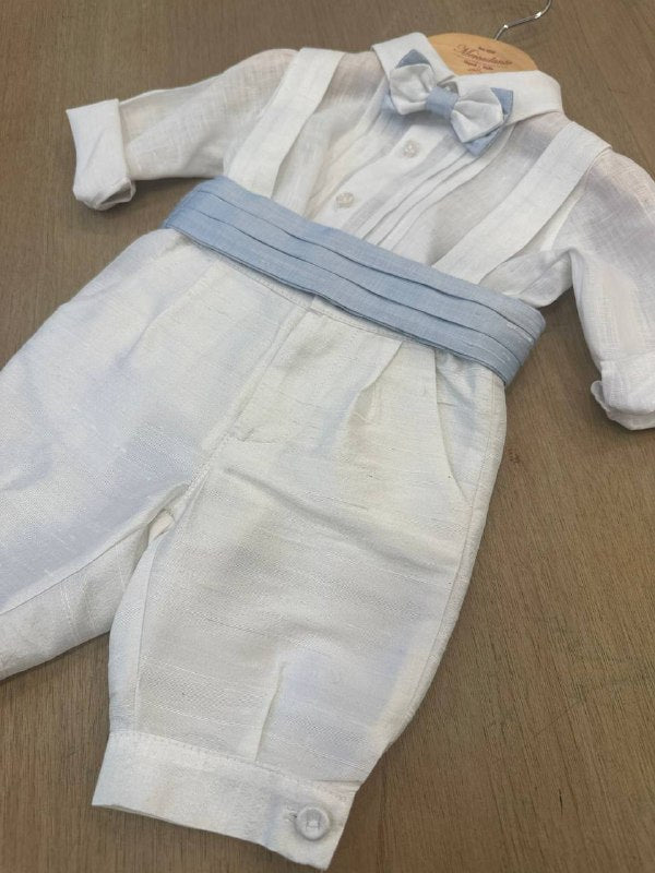 ABITO BIANCO CON FASCIA AZZURRA