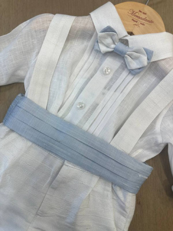 ABITO BIANCO CON FASCIA AZZURRA