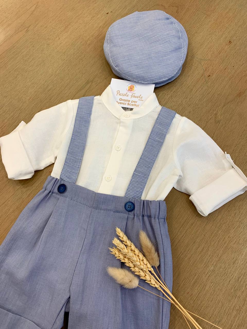 COMPLETO BRETELLE BIANCO -POLVERE